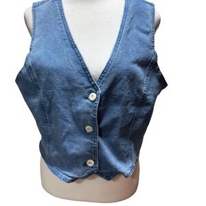 Stylish Blue Denim Button-Down Vest